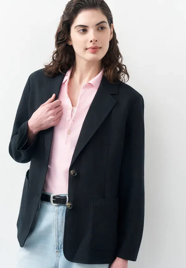 Блейзер из льна Essential Tommy Hilfiger black, черный