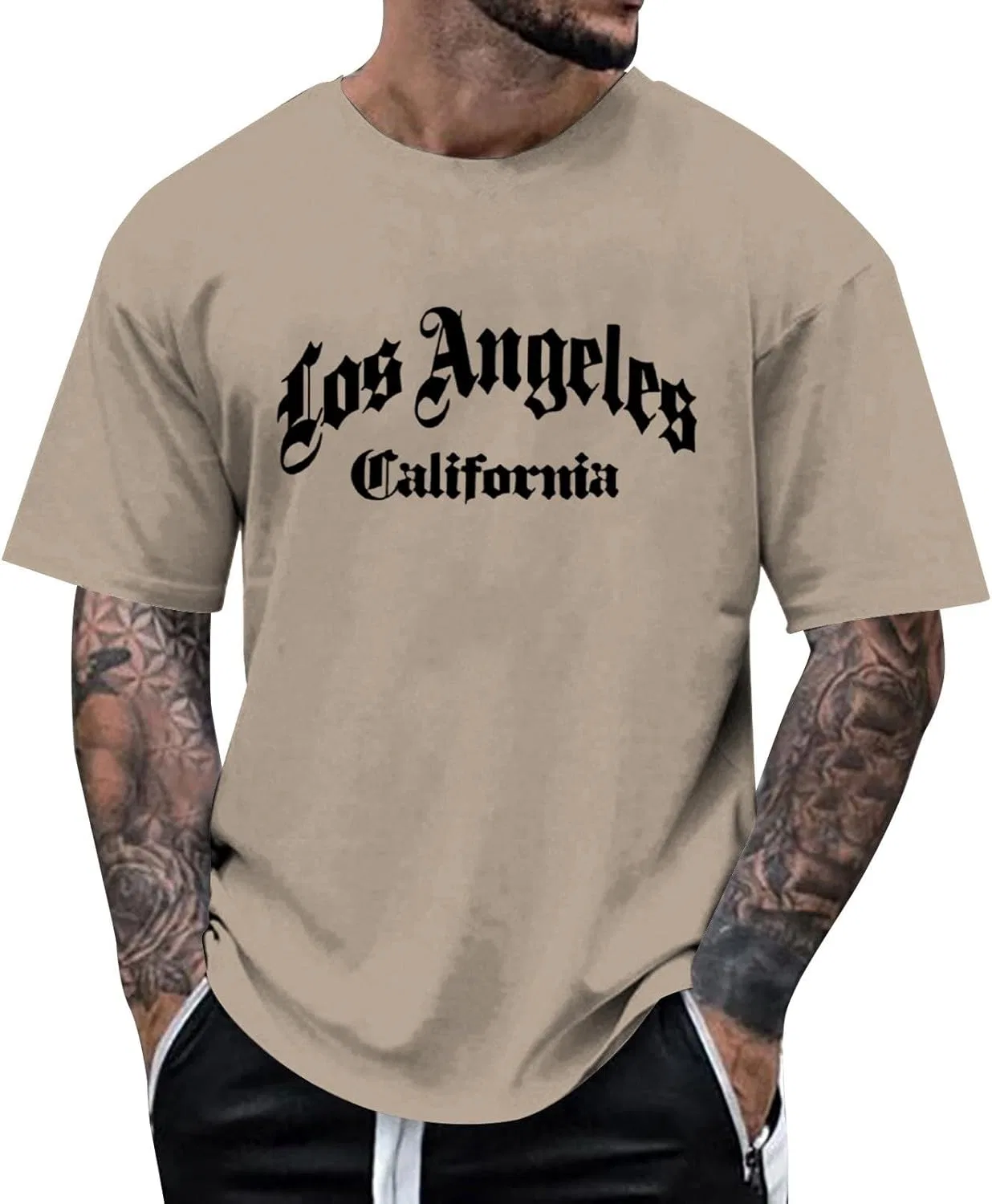 Мужская футболка с принтом Los Angeles Classic, Khaki
