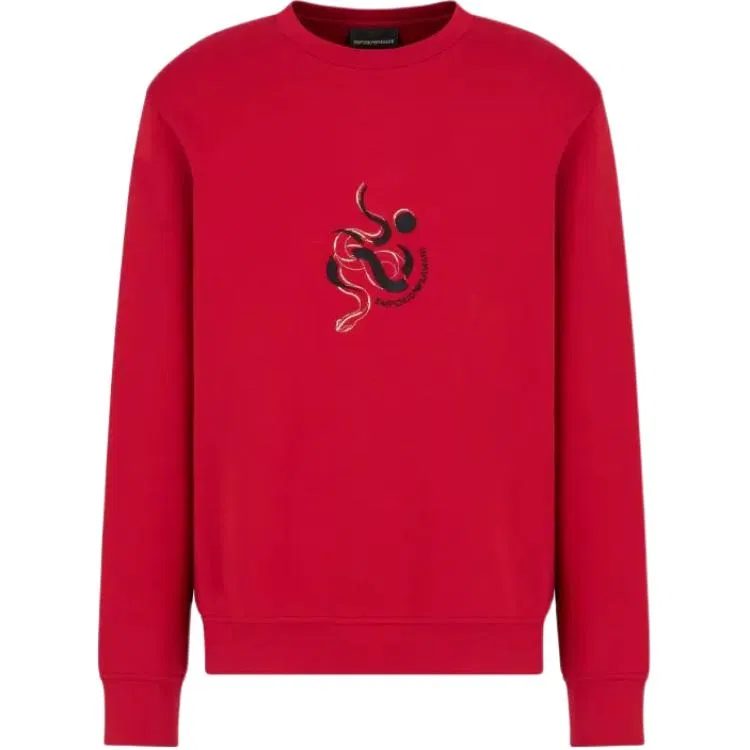 Мужской свитшот с вышивкой EMPORIO ARMANI, Red