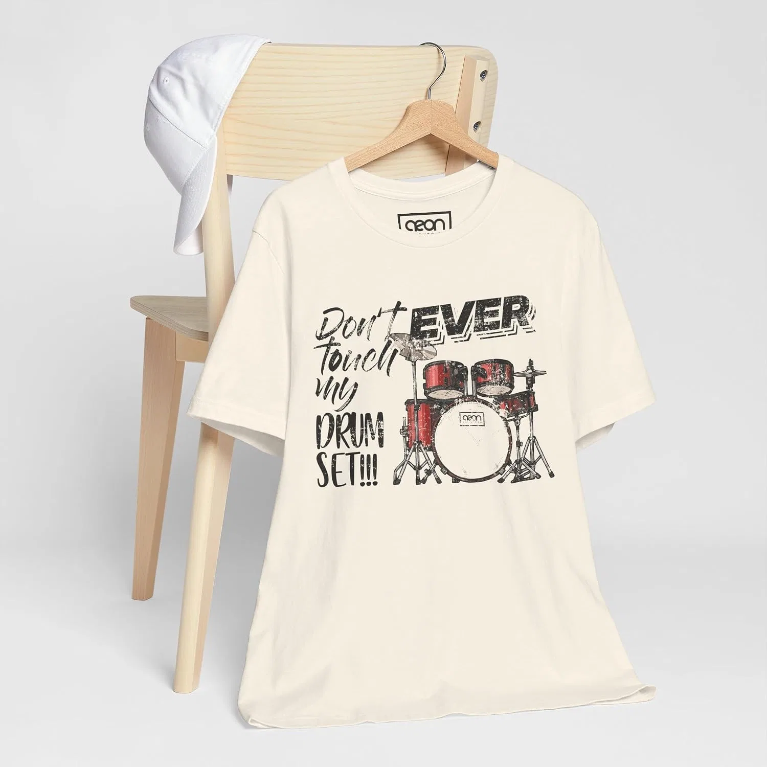 Футболка с принтом Don't Ever Touch My Drum Set, Natural — фото 2