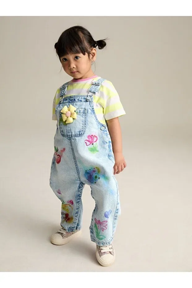Детский комбинезон для девочек джинсовый с принтом Next Baby, Multicolor