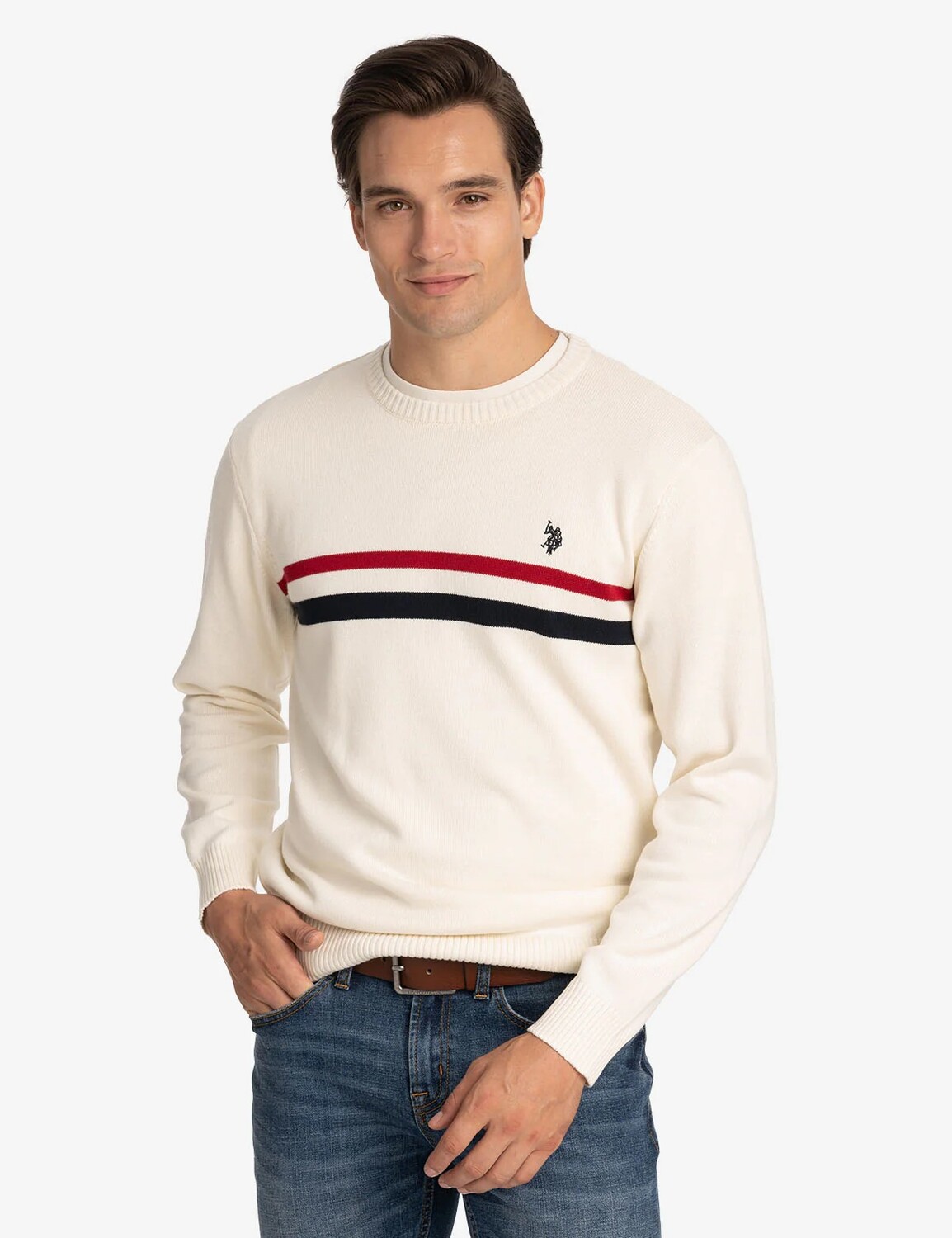 

Свитер U.S. Polo Assn. Signature Stripe Crew Neck, кремовый