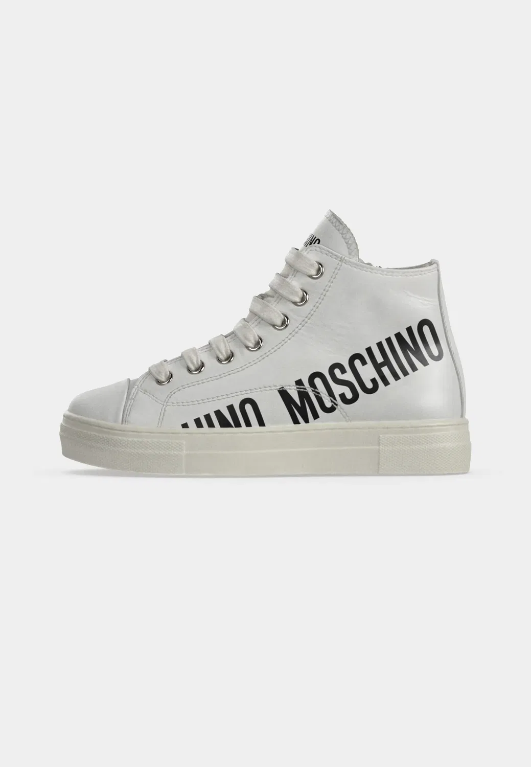 Унисекс - высокие кроссовки Moschino, White/Black — фото 2