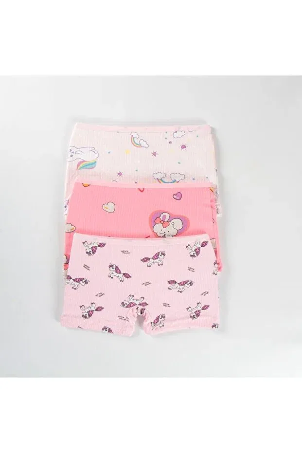 Детский комплект боксеров для мальчиков хлопковый Elm corded fabric mixed pattern 3-piece boxer set for girls b-71 Yagmurgiyim, Mixed-8276