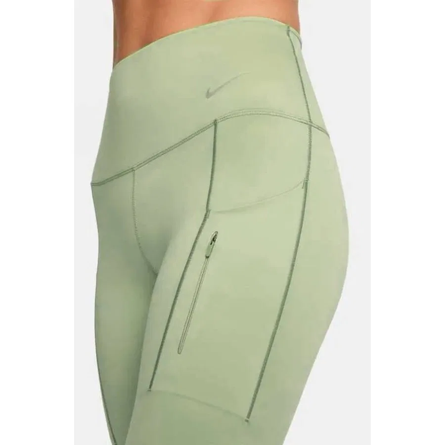 Леггинсы спортивные с высокой посадкой, 7/8, с карманами, модель Go Dri Fit Infinalock High Rise 7/8 Leggings 6 Cepli Toparlayıcı Yüksek Belli Reflektörlü Spor Tayt, Nike, Светло-зеленый — фото 3