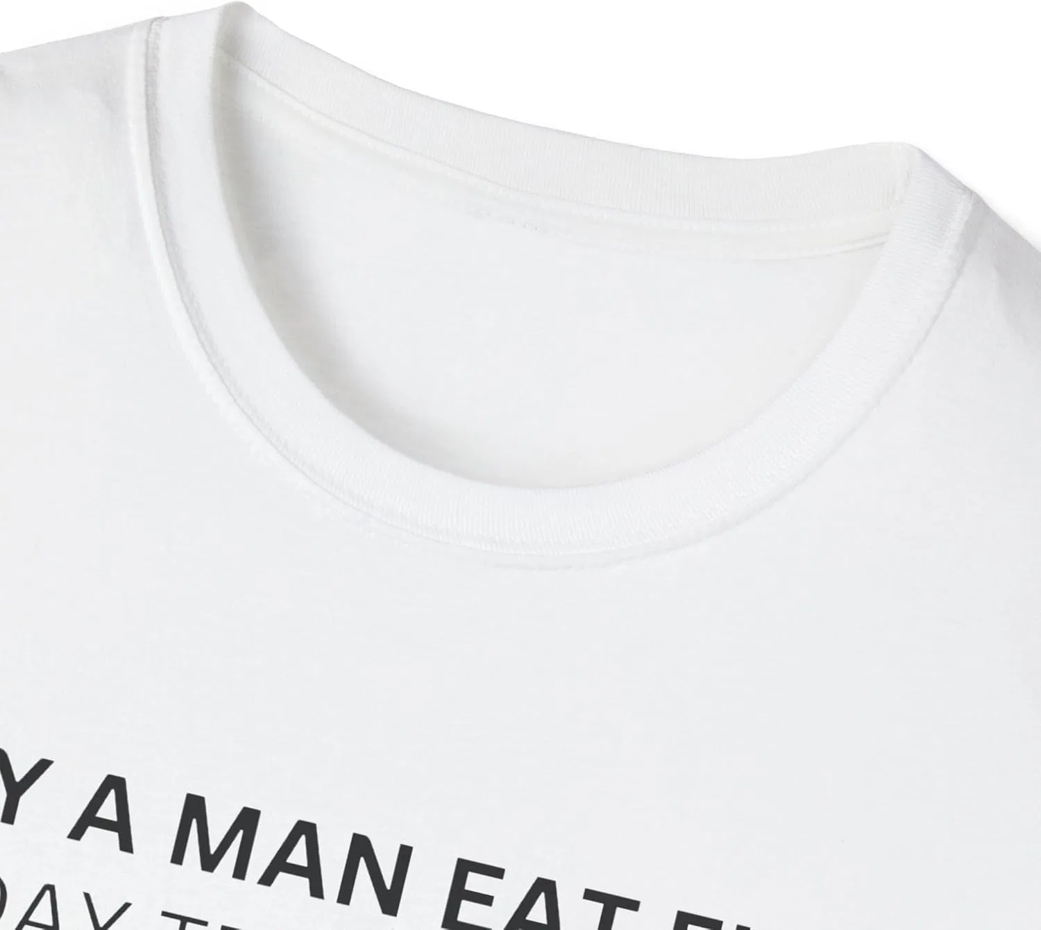 Мужская футболка с принтом Buy a Man Eat Fish, Teach Fish Man, to A Lifetime, белый — фото 2