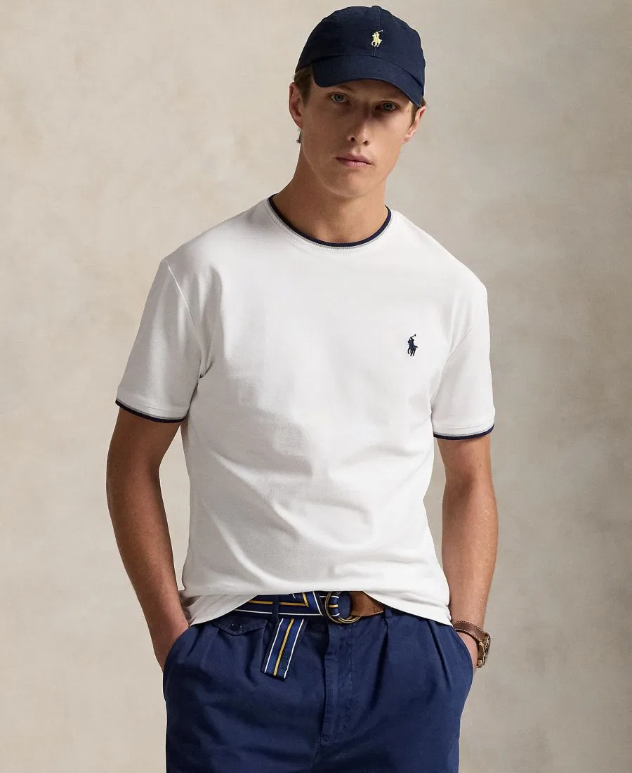 Футболка классическая из стрейч-сетки с вышивкой Polo Ralph Lauren, White