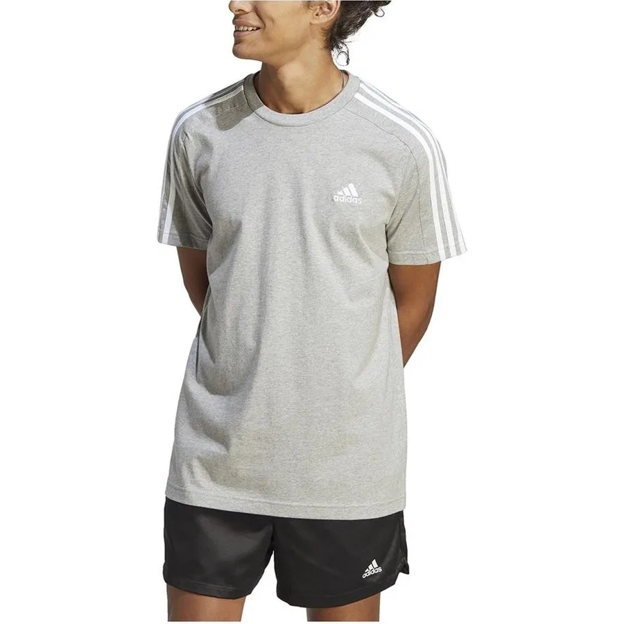 Футболка с коротким рукавом Sportswear IC9337 Essentials Single Jersey 3-Stripes Tee adidas, Серо-белый — фото 4