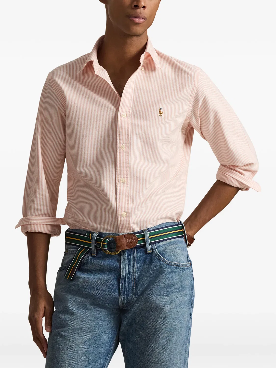 Рубашка с полосками и логотипом Polo Ralph Lauren, оранжевый — фото 2