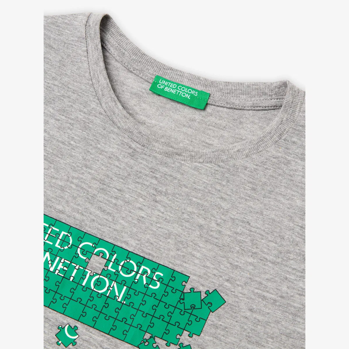 Хлопковая футболка с логотипом, размер 12 месяцев - 4 года Benetton, серый — фото 2