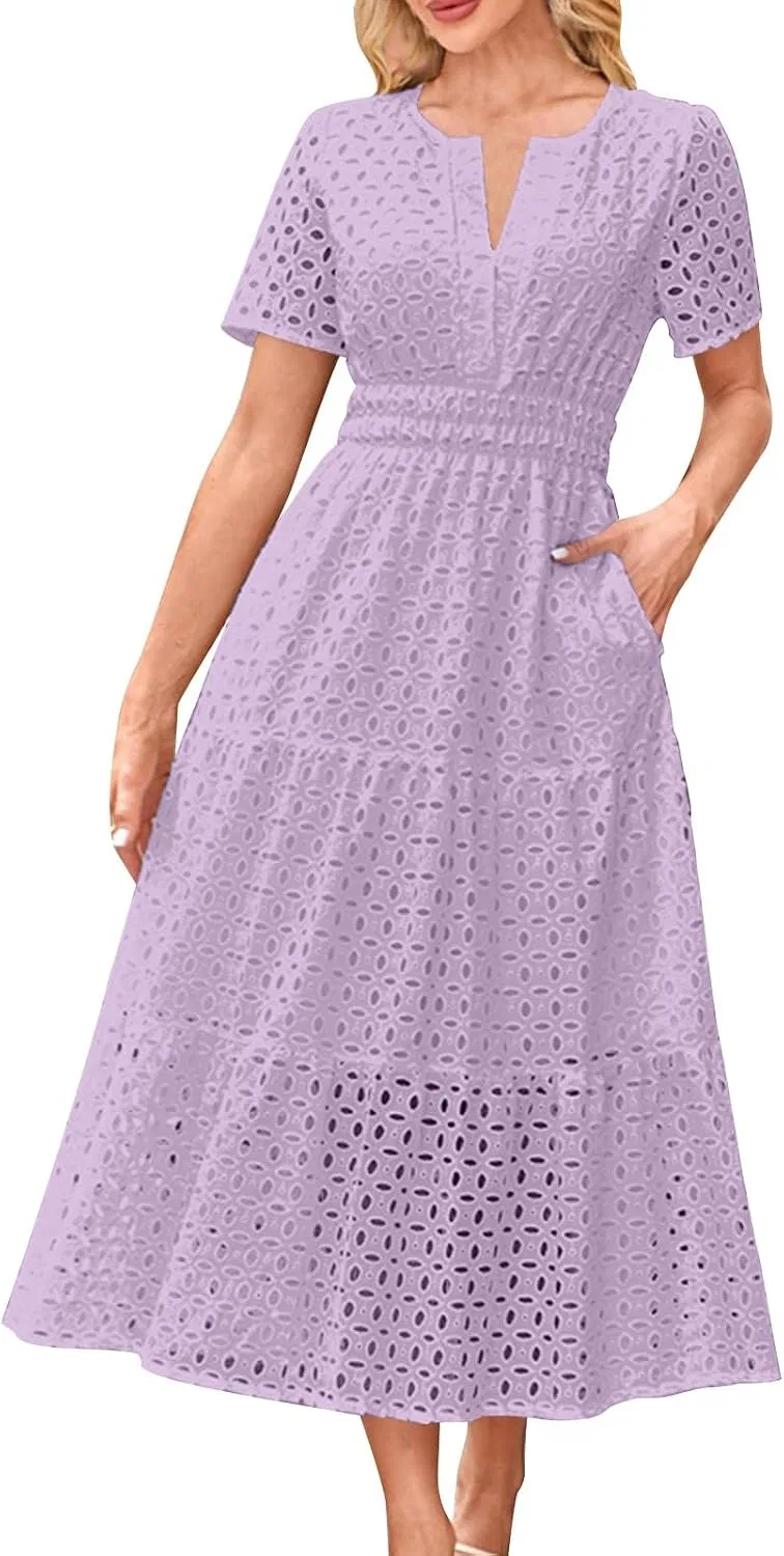 Женское летнее платье макси с вырезами Boho, Purple