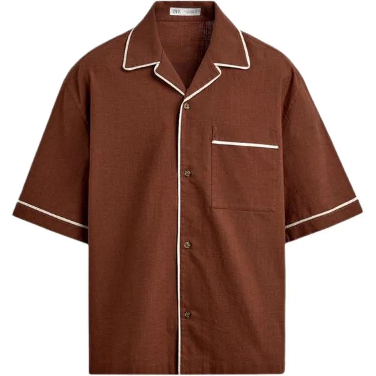 Мужская рубашка с длинным рукавом Brick Red ZARA, Brick Red