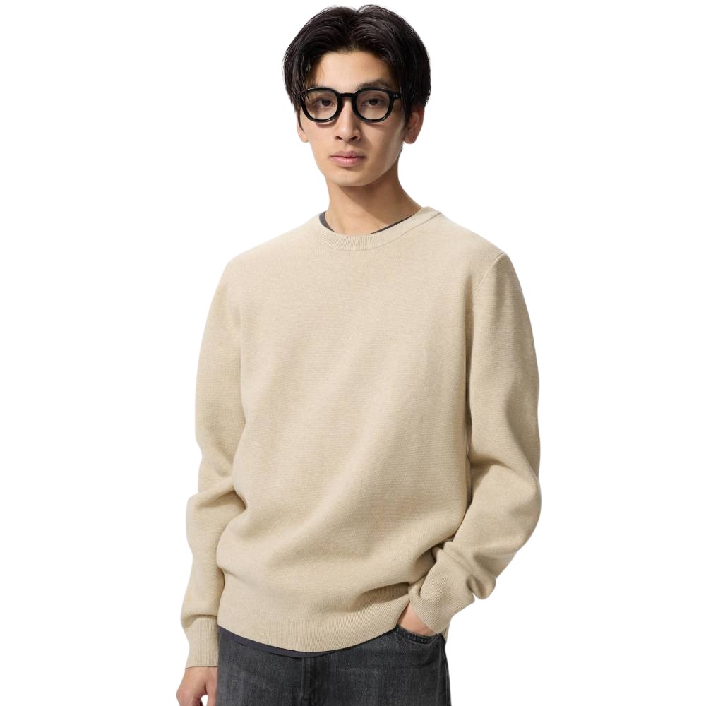 Свитер Uniqlo Washable Milano Rib Crew Neck, 31 бежевый — фото 2