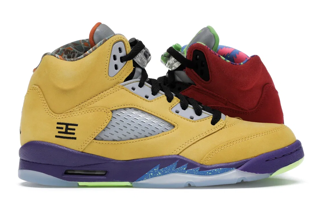 Детские кроссовки Lifestyle с принтом Jordan 5 Retro Jordan Varsity Maize/Court Purple-Ghost Green-Solar Orange