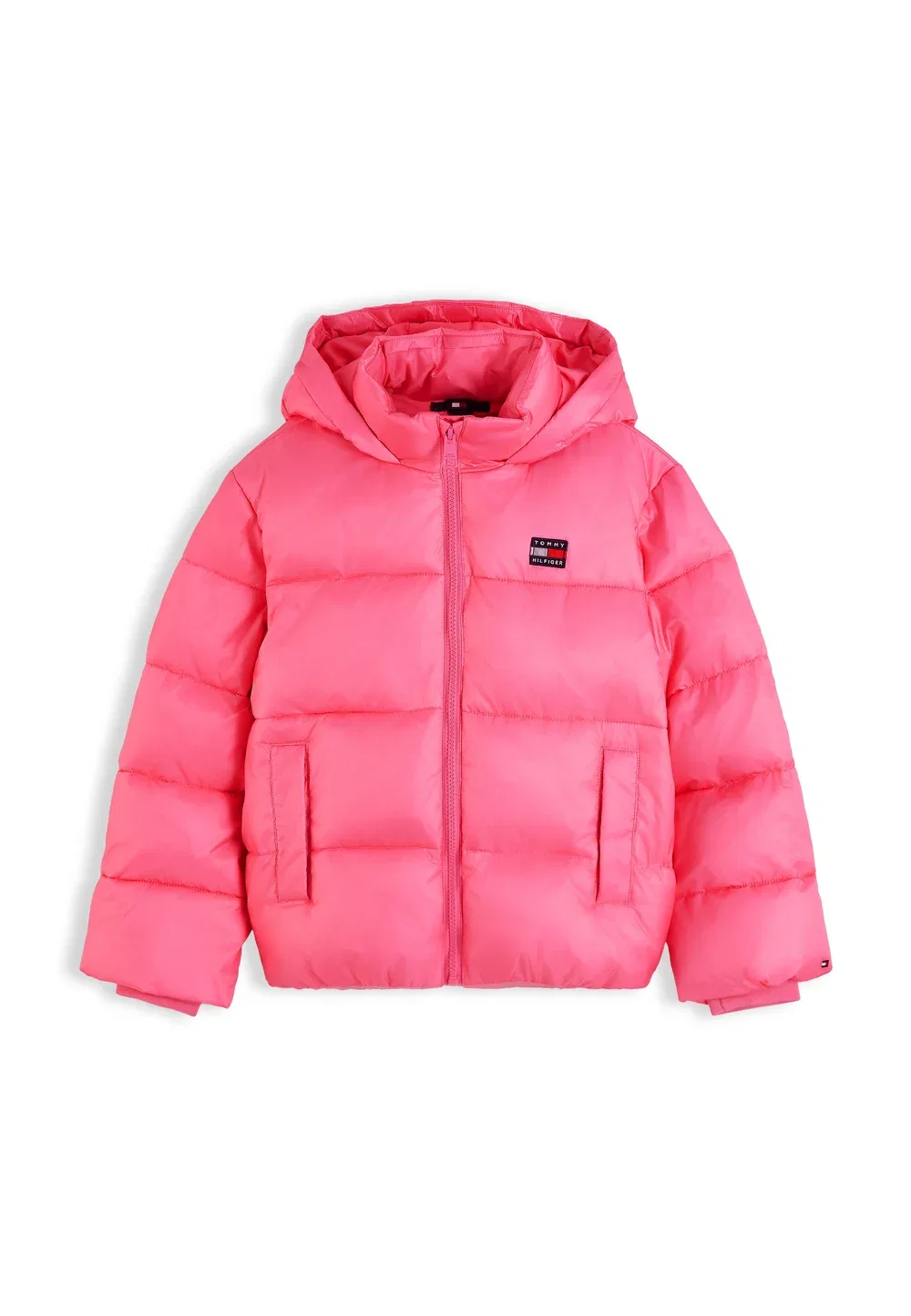 Блестящая пуховая куртка с капюшоном, унисекс - зимняя куртка Tommy Hilfiger, Exotic Pink — фото 4