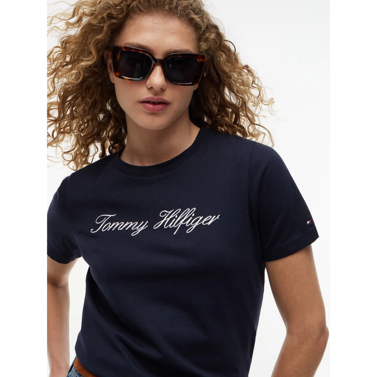 Женская хлопковая футболка с круглым вырезом NOS Script Regular C-Nk Tommy Hilfiger, Nos Desert Sky — фото 3