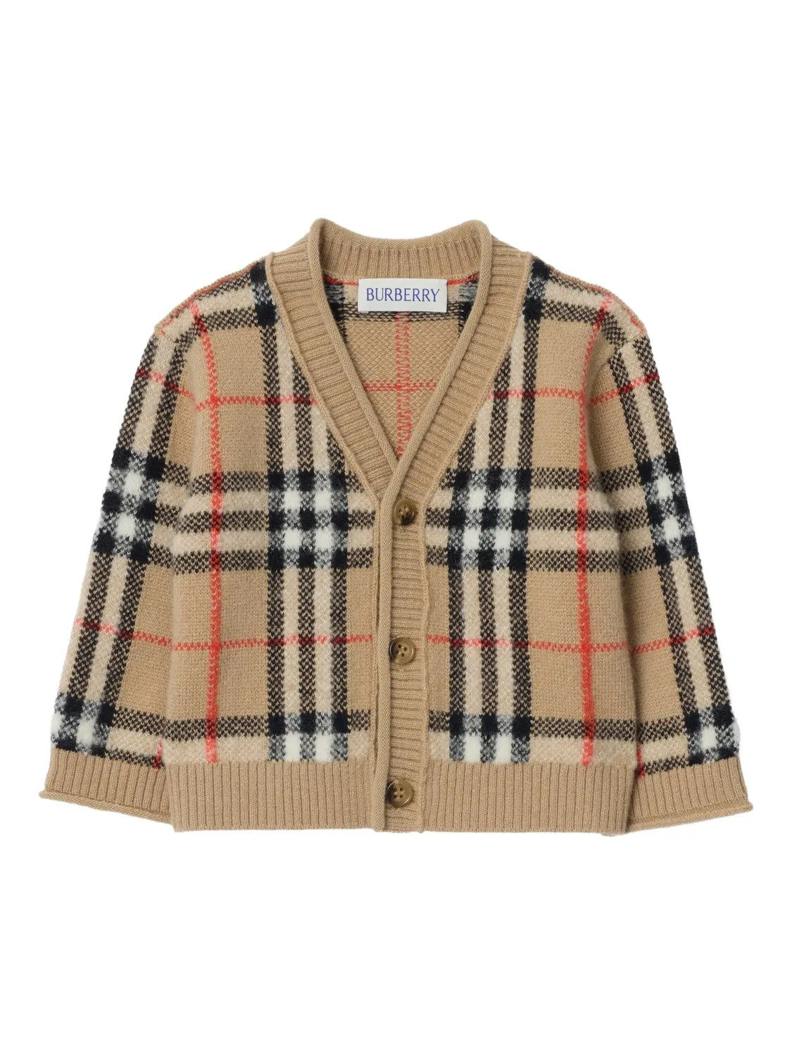 Кардиган в клетку Burberry Kids, нейтральные цвета