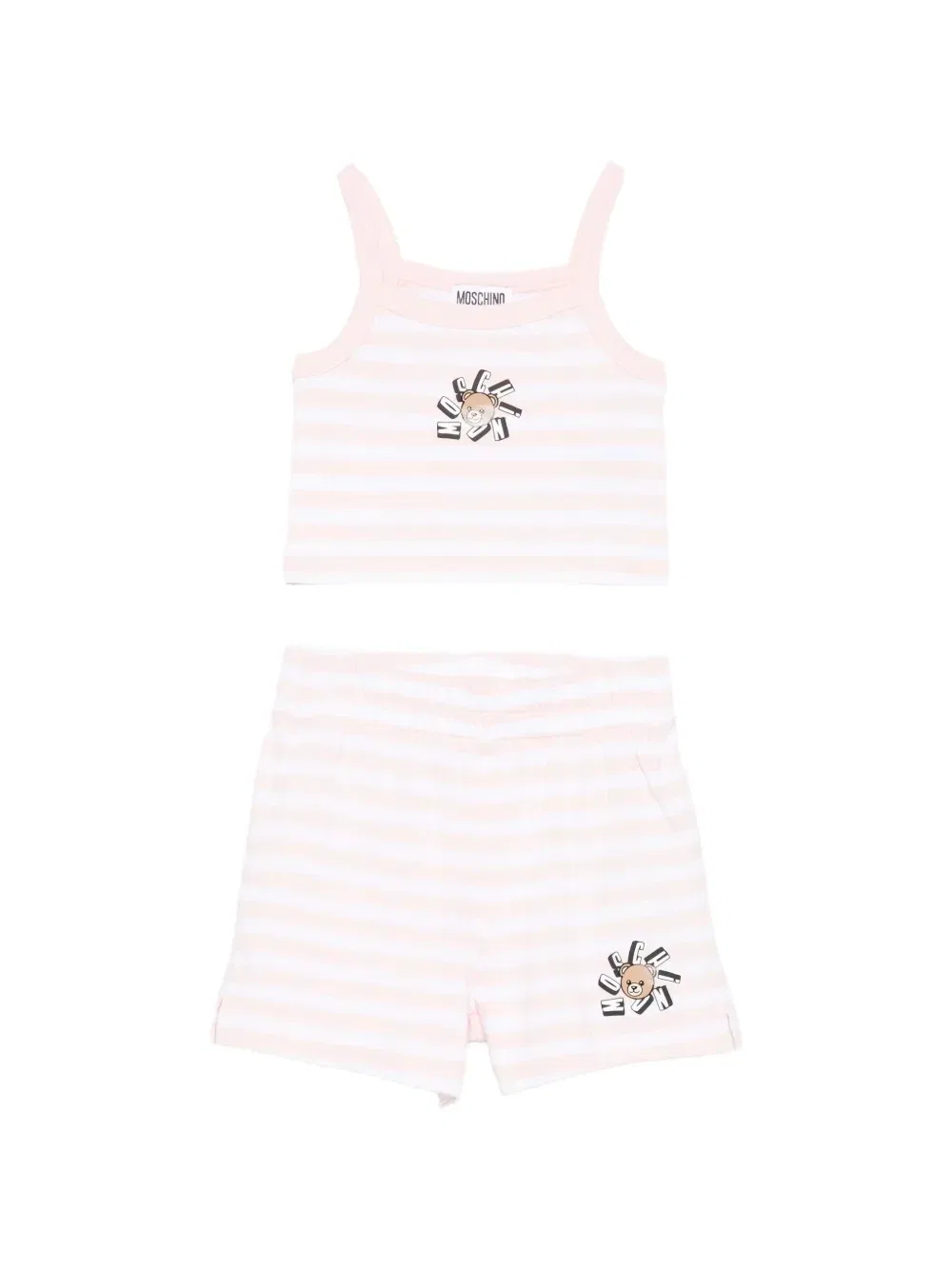 Костюм из полосатых шорт Moschino Kids, розовый