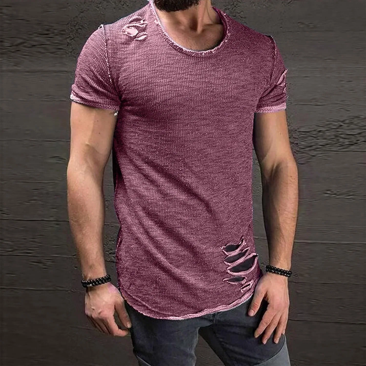 Мужская футболка с контрастной строчкой, Slim Fit Generic, Purple — фото 2