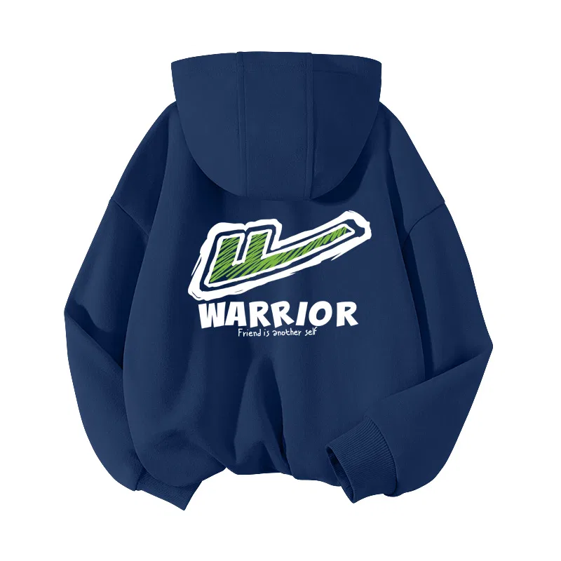 Детский свитшот с капюшоном и принтом Navy Blue/White Logo K+H Green Line Hook B WARRIOR
