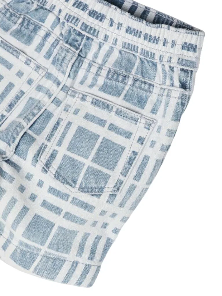 Шорты джинсовые с принтом Castiel Plaid Burberry, Pale Blue Ip Check — фото 3