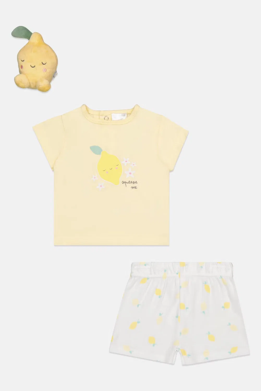 Комплект футболка шорты с плюшевой игрушкой-лимоном Rock-A-Bye Baby Boutique, разноцветный — фото 2