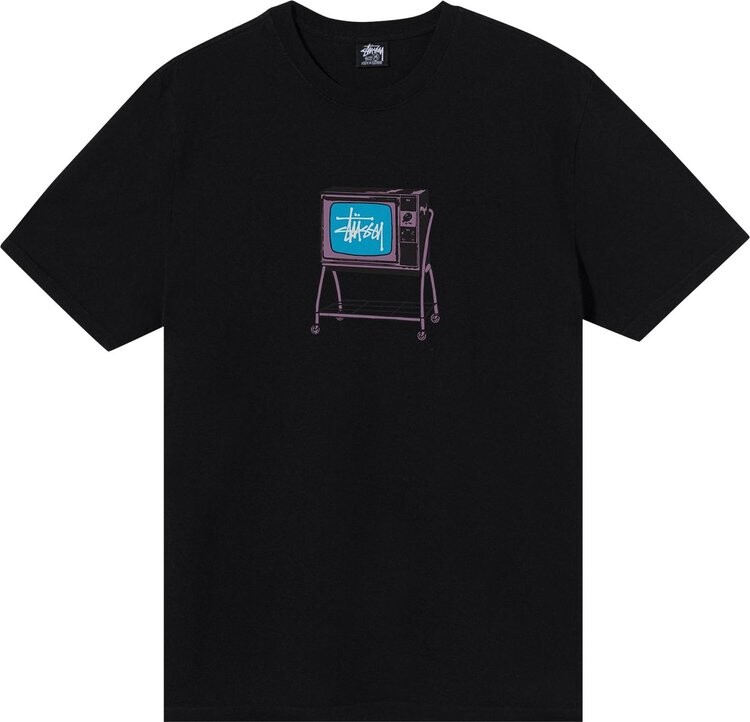 

Футболка Stussy Rolling TV Pigment Dye Tee 'Black', черный