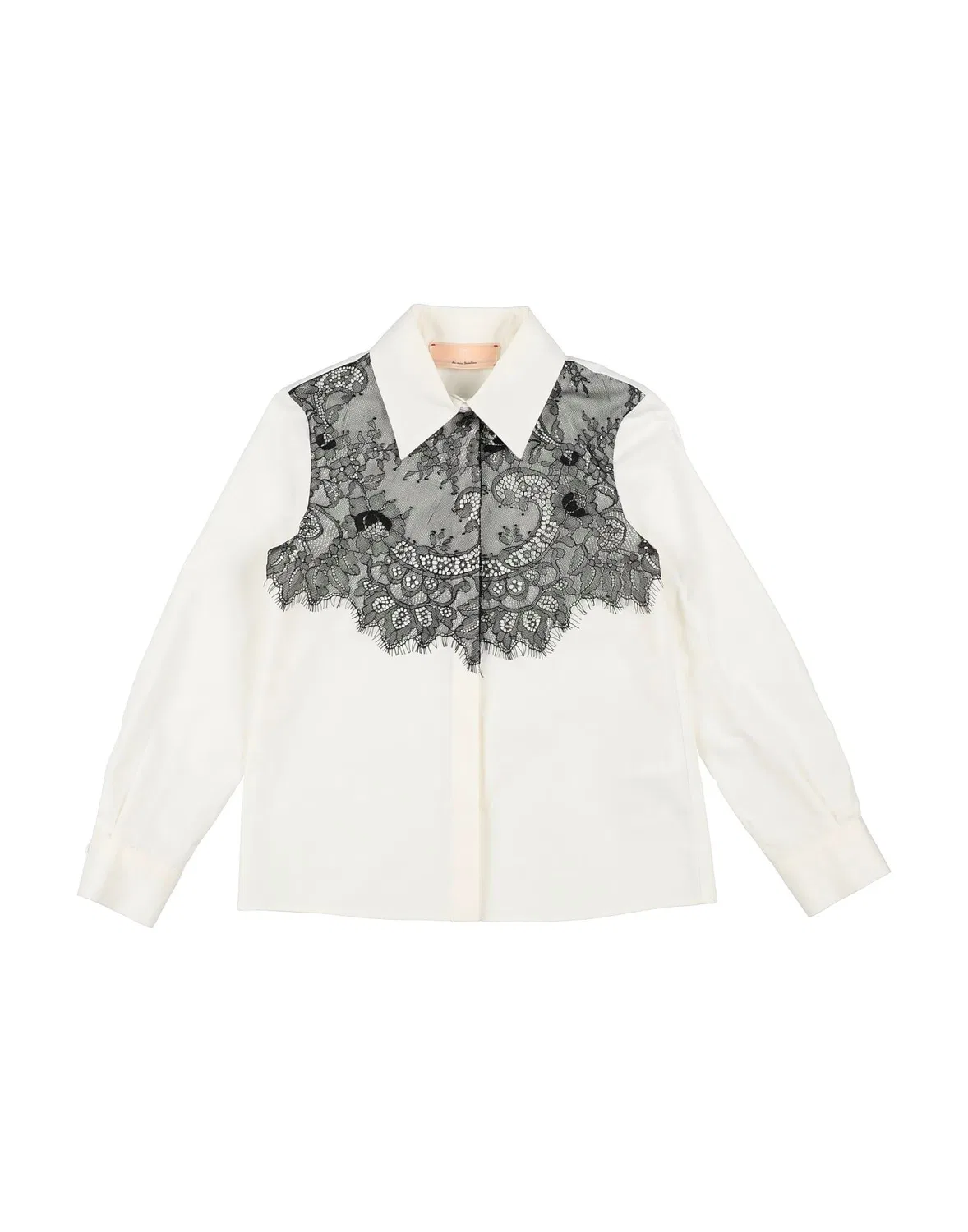 Рубашка с кружевом Elisabetta Franchi, белый
