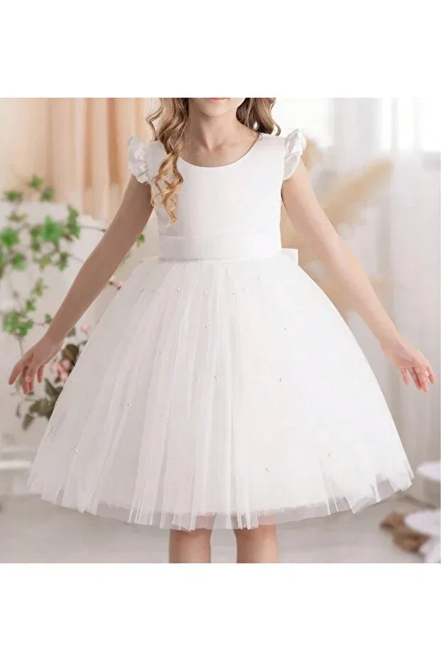 Детское платье для девочек с рюшами Madyabutik, White
