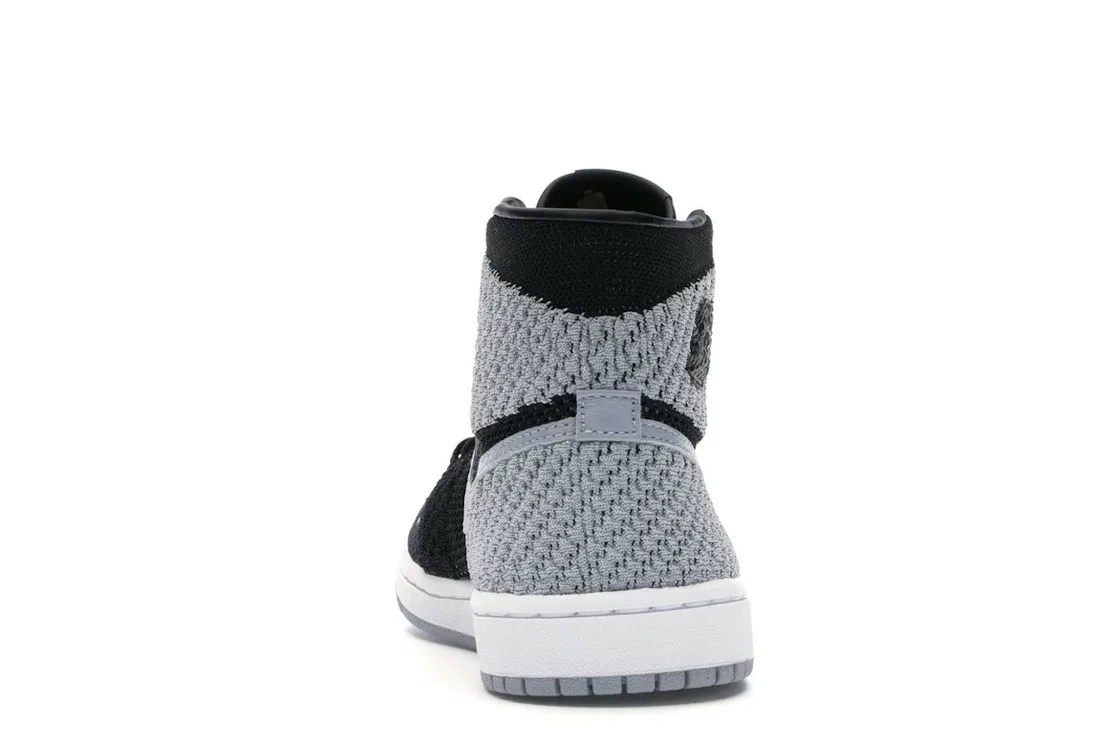Детские кроссовки высокие с принтом Jordan 1 Retro High Flyknit Jordan, Black/Wolf Grey-White — фото 4