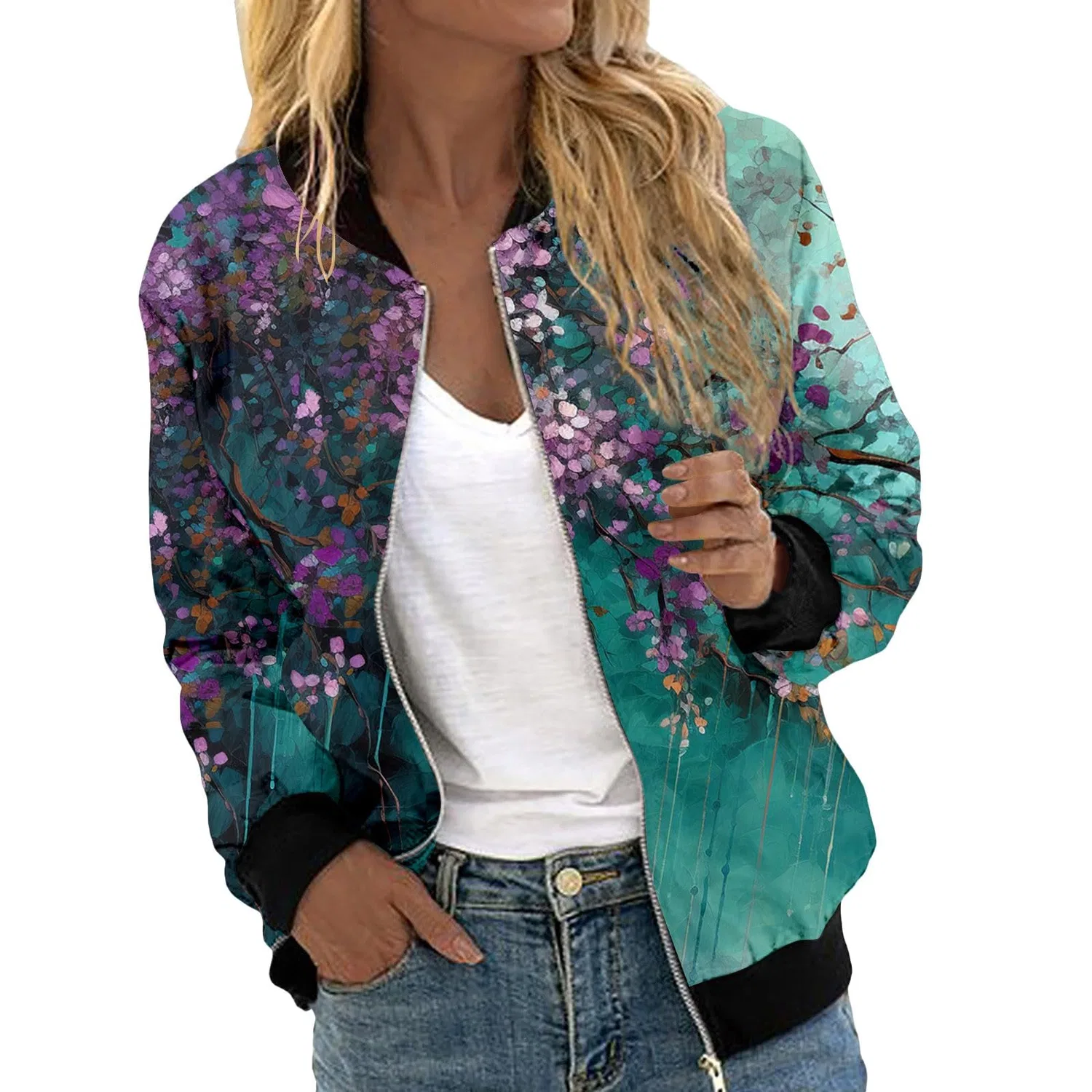 Женская куртка-бомбер с молнией Y2K Hiphop Jacket, green