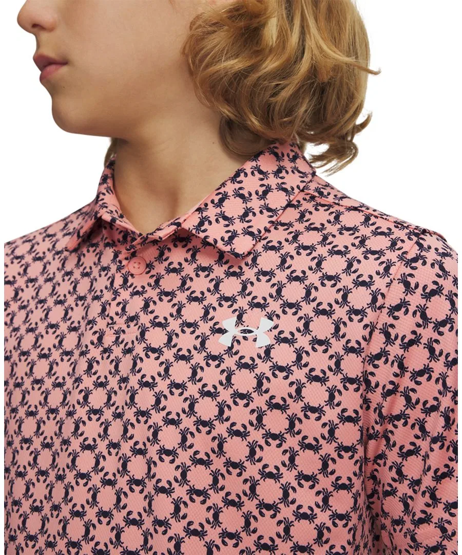 Детская поло-рубашка с принтом Matchplay Printed Under Armour, Posh Pink — фото 2