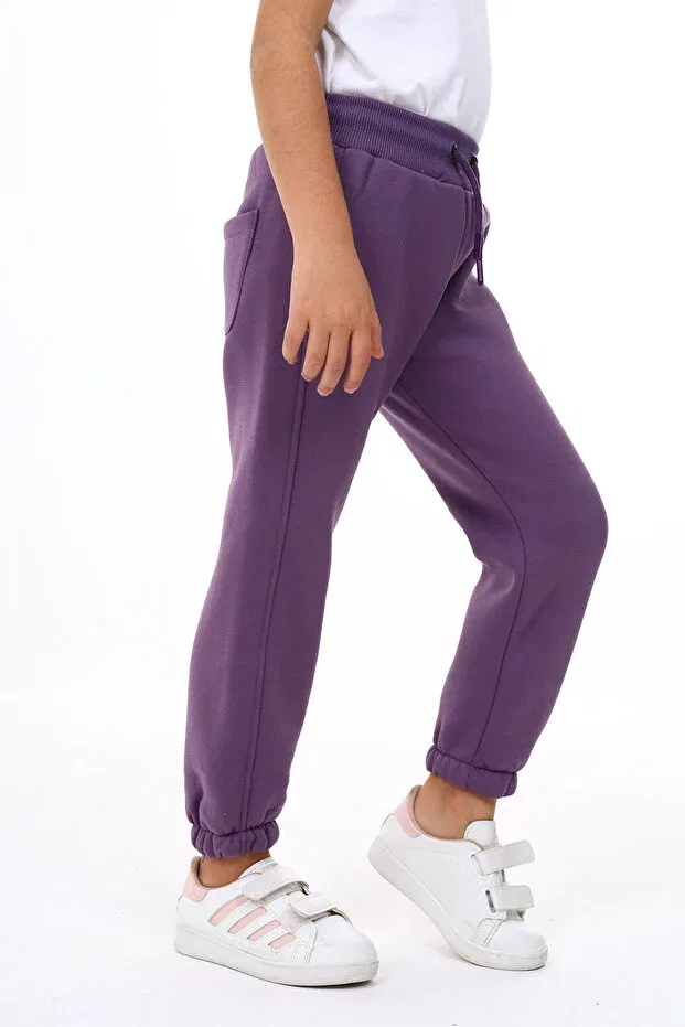 Детские спортивные штаны для девочек с вышивкой Toontoy, Purple — фото 4
