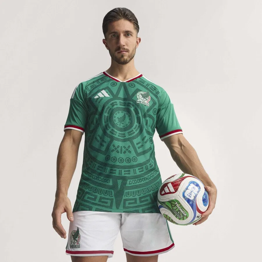 Футболка ADIDAS PERFORMANCE 'Mexico 26 Home Authentic' зеленого цвета — фото 2