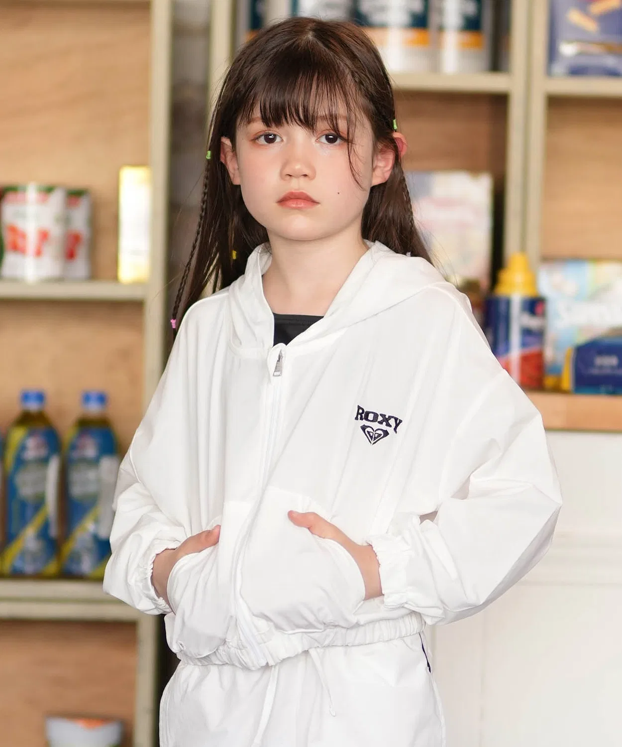 Футболка с капюшоном ROXY MINI SALTY SQUAD HOODIE белый