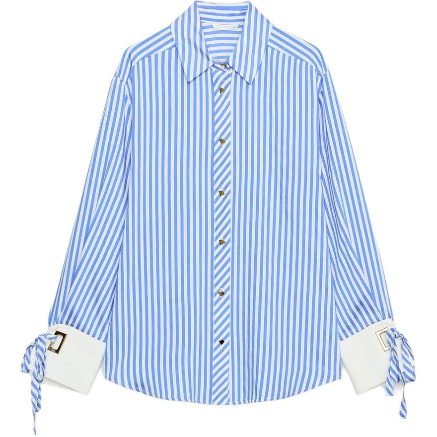 Женская рубашка с воротником Blue/White ZARA, Blue/White