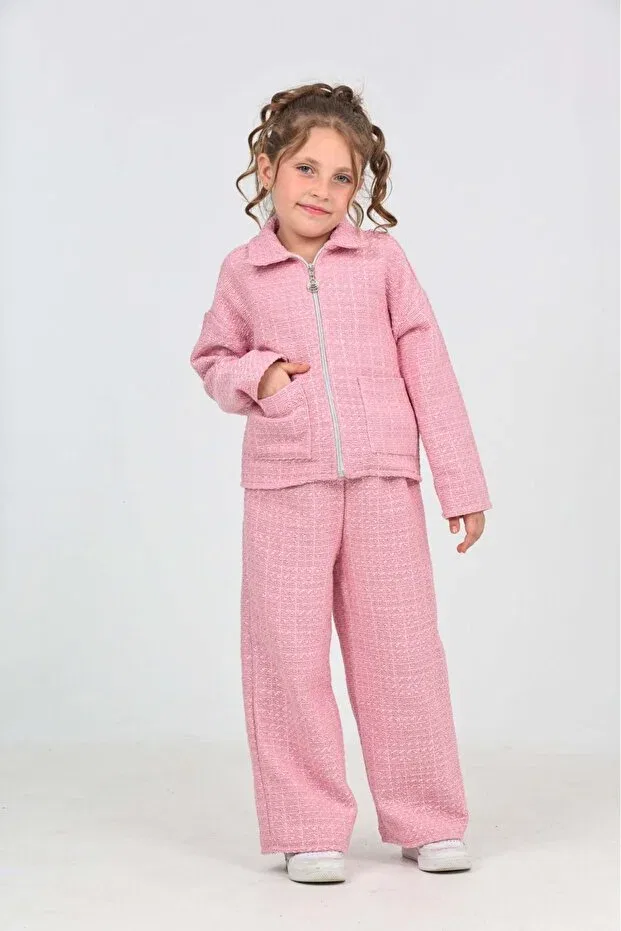 Детский спортивный костюм для девочек хлопковый Chanel Tracksuit Set Toontoy, Pink — фото 3