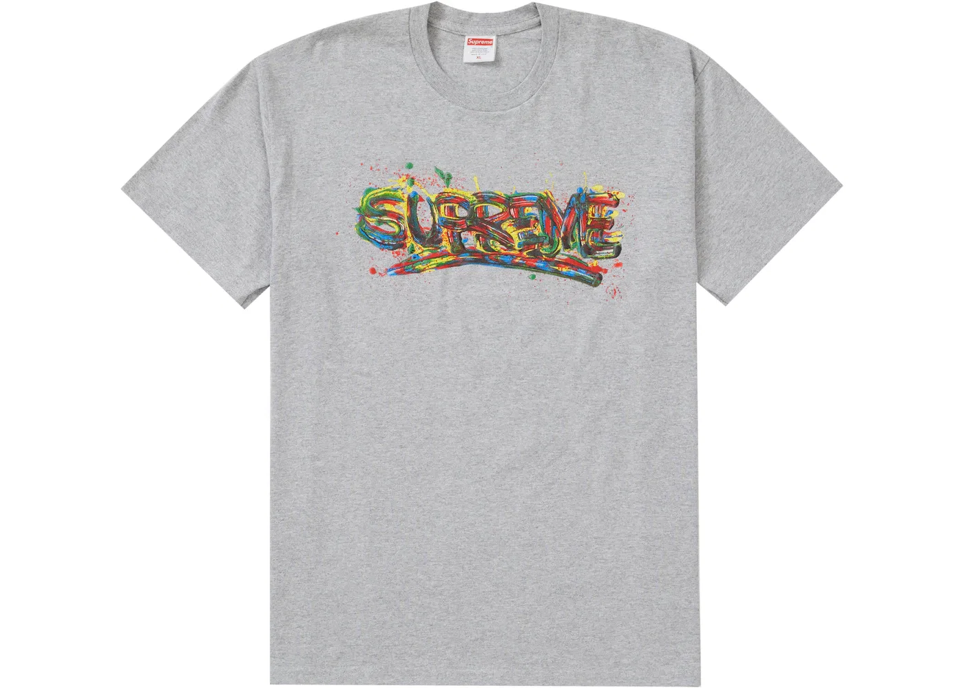 Мужская футболка с принтом Supreme Paint Logo Tee Supreme, Heather Grey