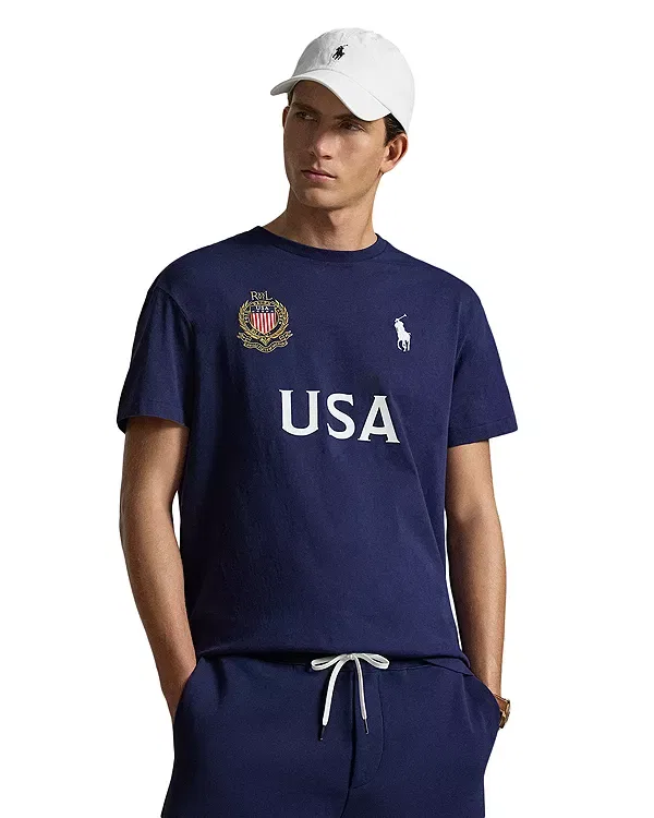 Мужская футболка с принтом Classic Fit USA T-Shirt Polo Ralph Lauren, темно-синий