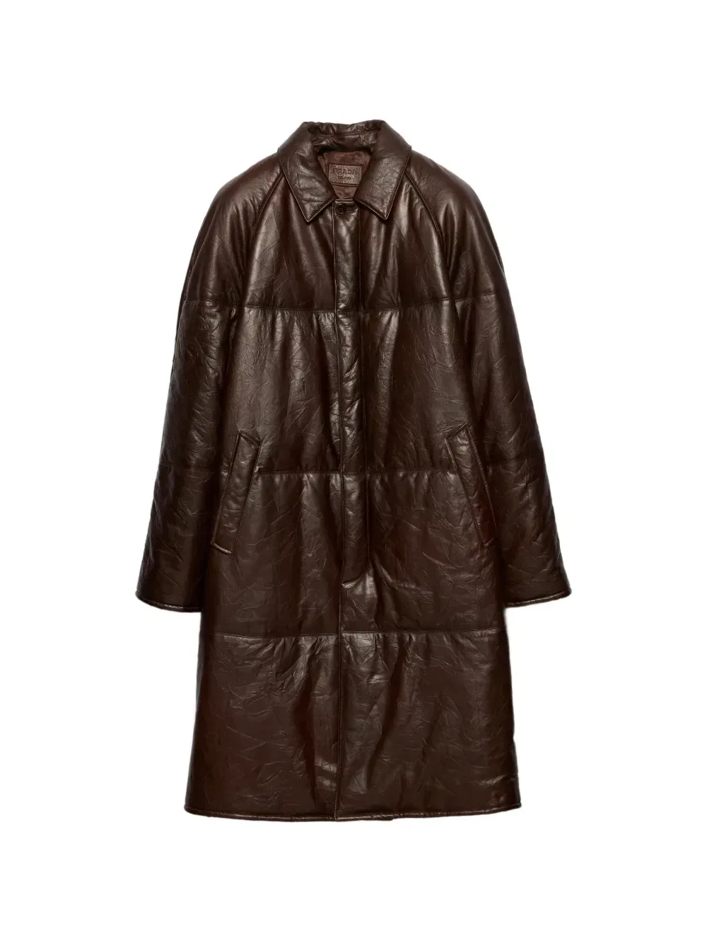 Пальто из наппы с подкладкой Prada, коричневый