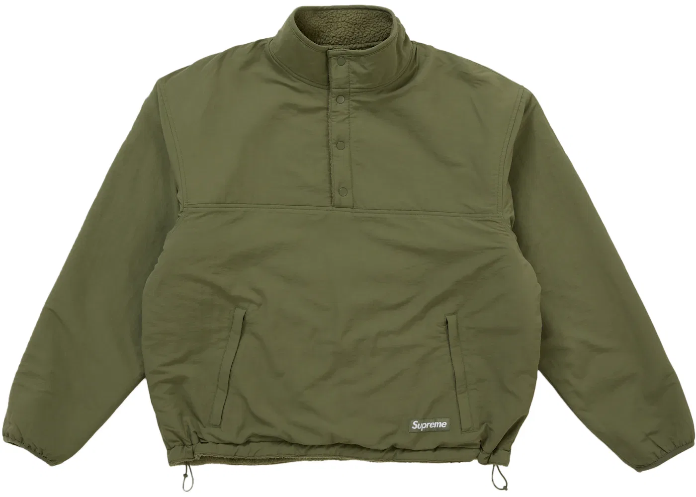 Мужской пуловер из шерпы с принтом Supreme Polartec Shearling Reversible Pullover FW25, Olive — фото 2