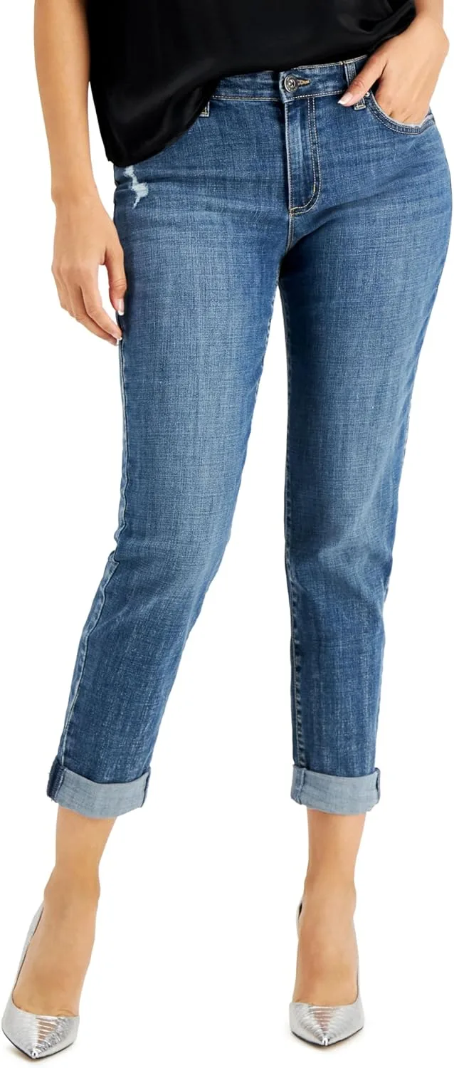 

International Concepts Petite Cuffed Boyfriend Jeans