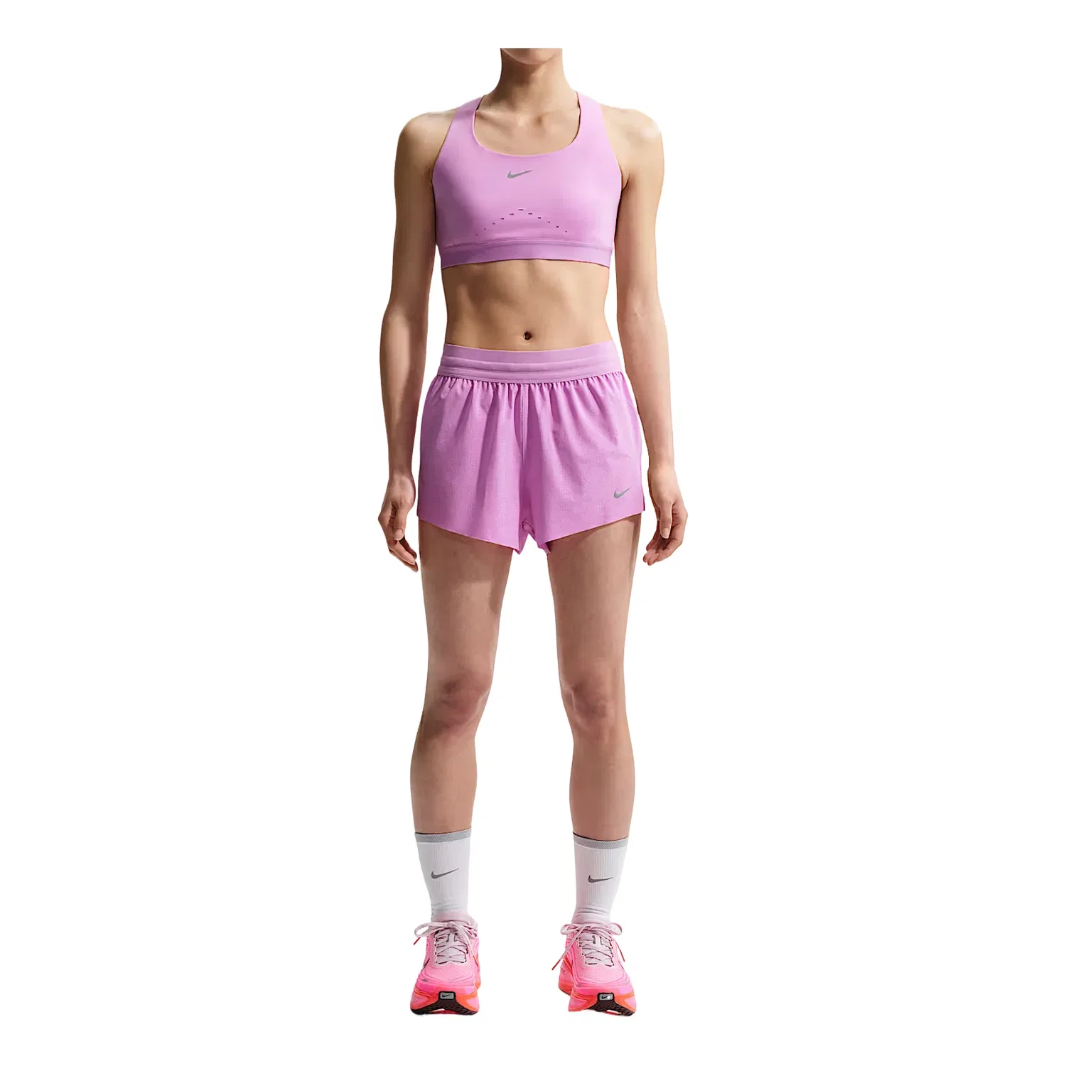 Женские шорты для бега с принтом Nike Swift Breathe Dri-Fit Mid-Rise 2.5" Hidden Lined Shorts, розовый