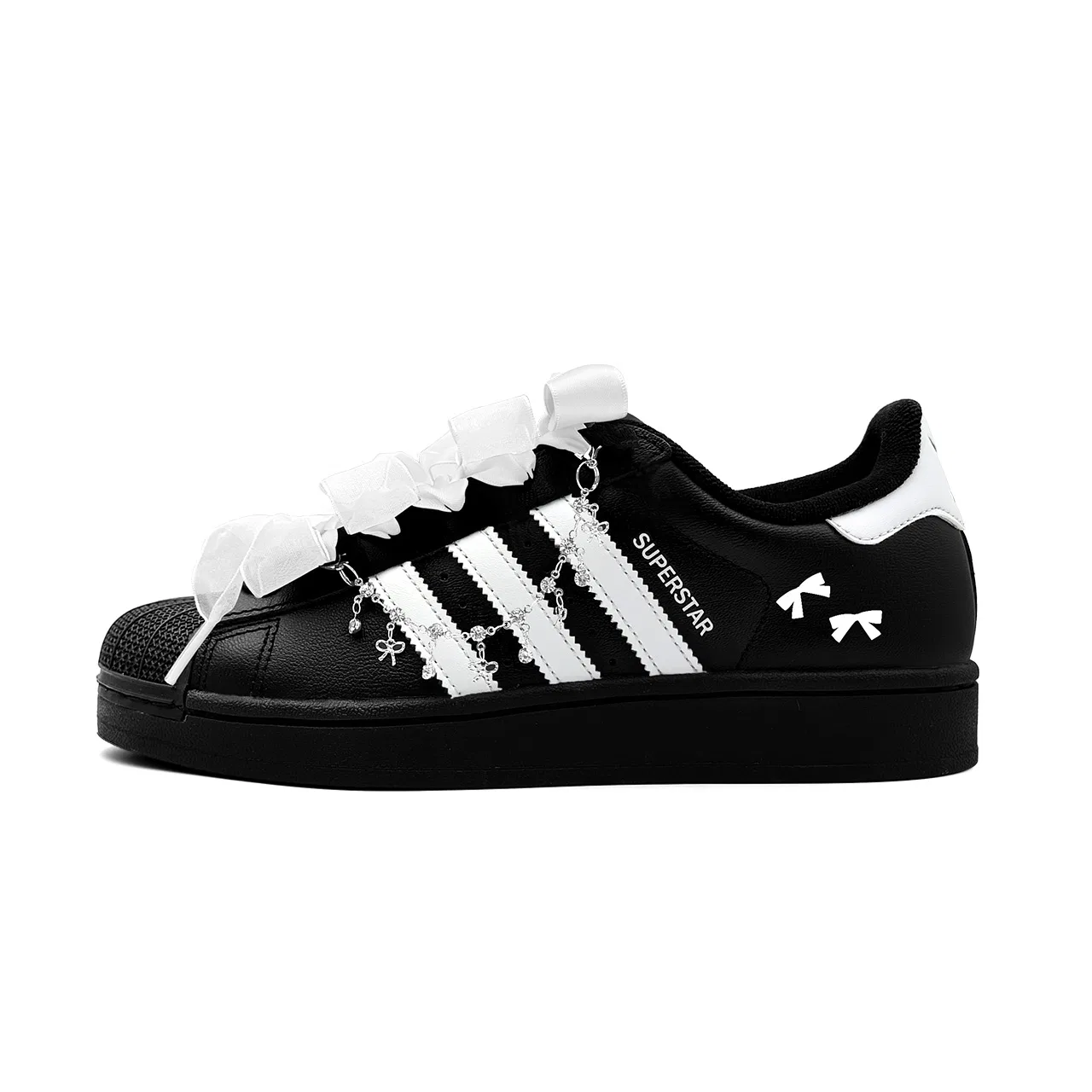 Детские кроссовки для скейтбординга с принтом, модель Star Silk Night Butterfly, Adidas Originals, Black White