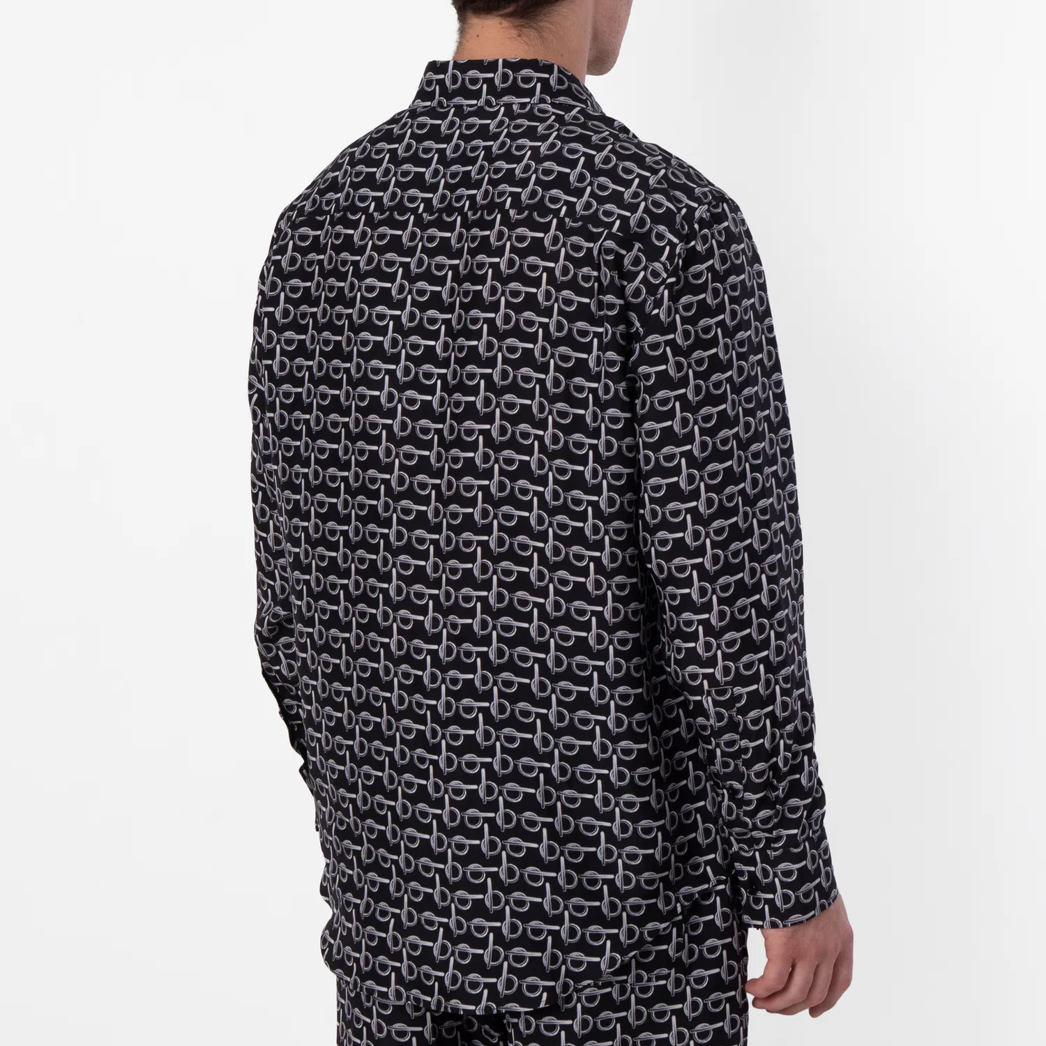 Рубашка из шелка с принтом All-Over Graphic Print B-Line Burberry, Silver/Black — фото 4