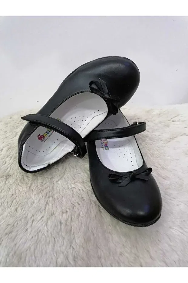 Детские балетки для девочек с ортопедической стелькой Özgür Kids, Matte Black — фото 3