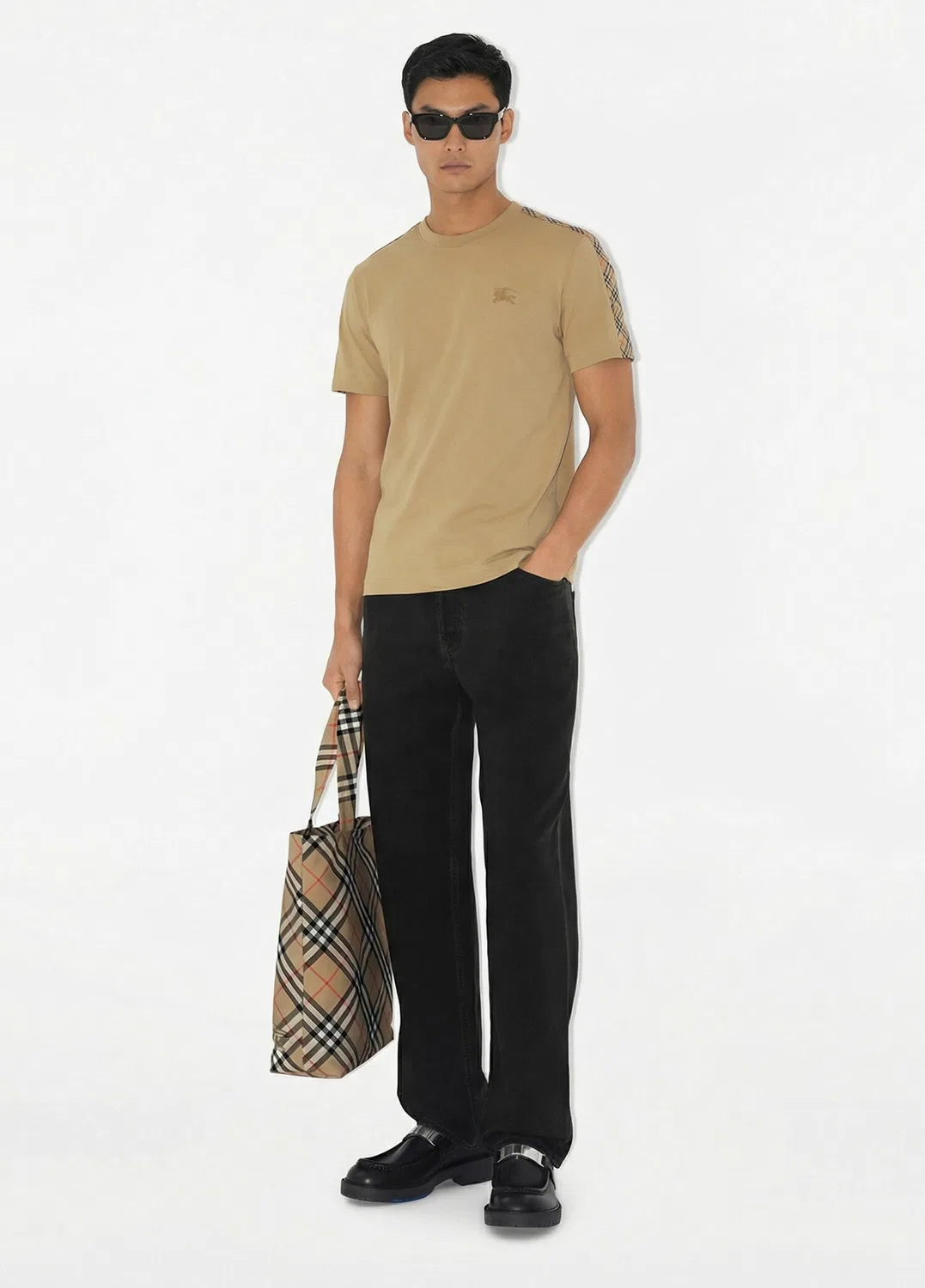 Футболка Burberry Tal Trim Cotton, бежевый — фото 2