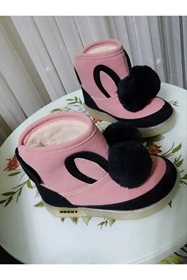 Детские ботинки для девочек с принтом Eco Rocky Kids Fur Boots Eco Ayakkabi, Pink — фото 4