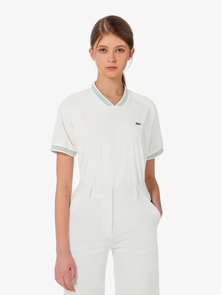 Футболка LACOSTE Woven Piste, White — фото 4