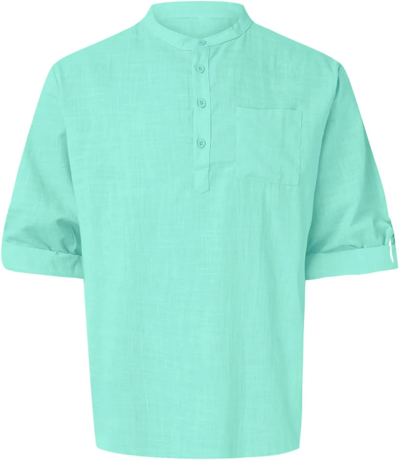 Мужская свободная рубашка с пуговицами Cotton Linen, Green — фото 3